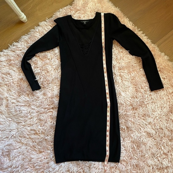 Guess Black Long Sleeve Form Fitting Mini Cocktail Dress Medium - Picture 13 of 13